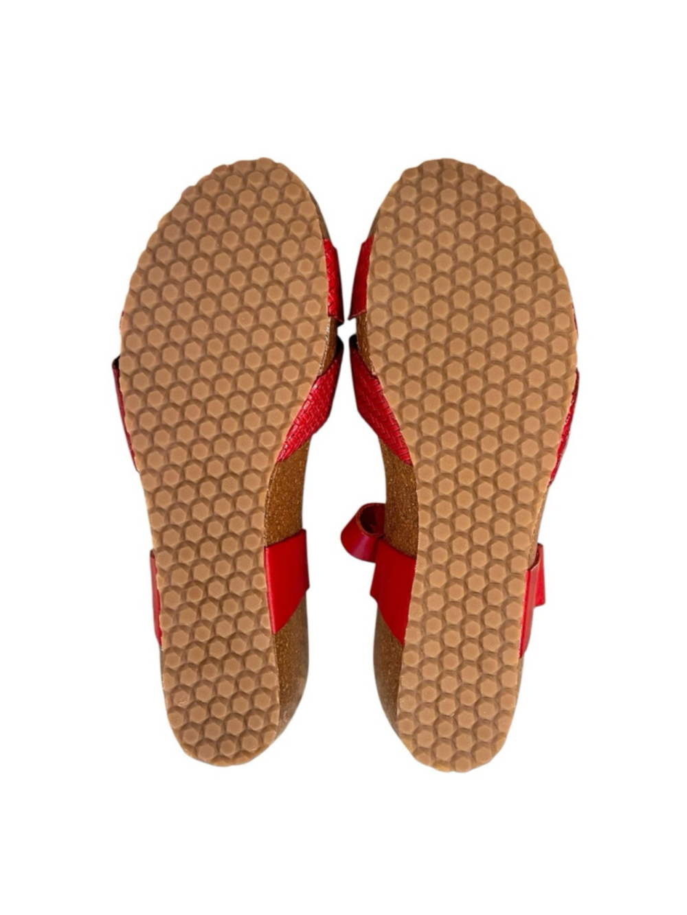 OTBT Womens Size 9M Harriett Woven Criss Cross Cork Wedge Sandal Leather Red - Picture 10 of 14